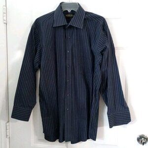 Donald J Trump Signature Blue Pin Striped Long Sleeve Shirt Men's Size 17- 32/33